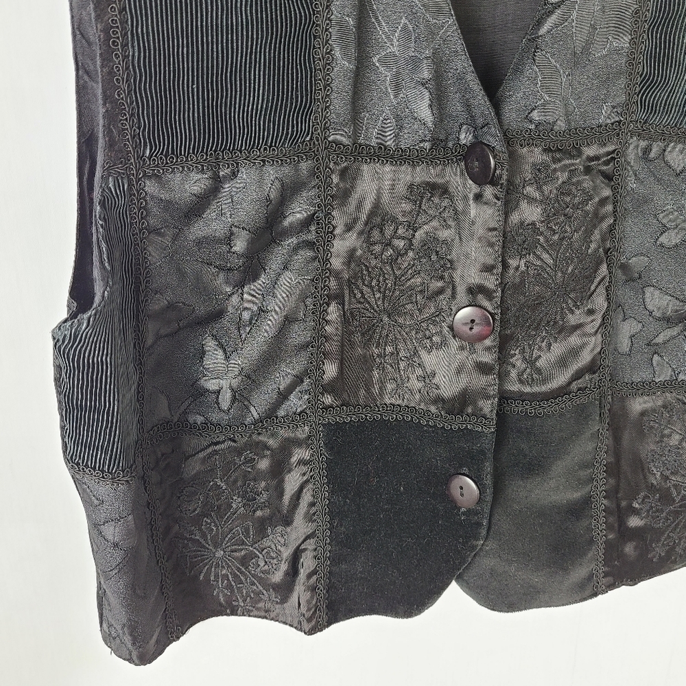 Tantrums Black Patchwork Embroidered Vintage Vest - image 5